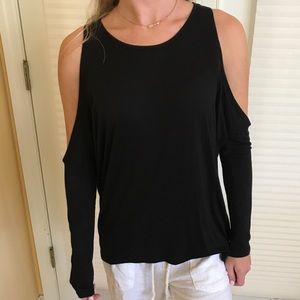 Black shoulder-less top